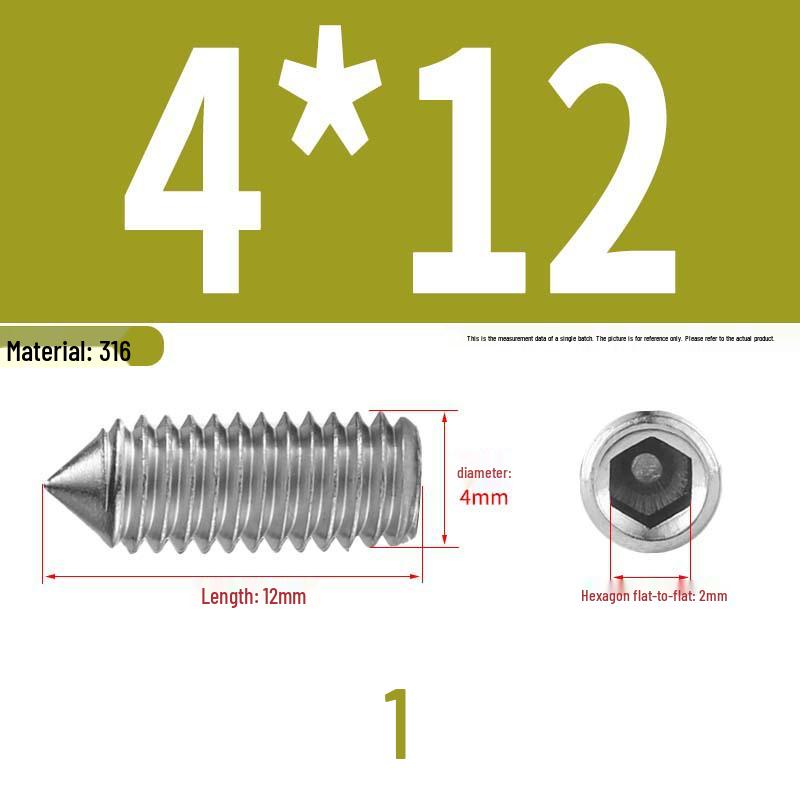 12.9 Edelstahl 304 Innensechskant Kegelspitze Gewindestift M2/M3