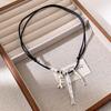 Adjustable Fish Bone Pendant Necklaces Wax Rope Long Necklace New Chain Necklace  Autumn Winter