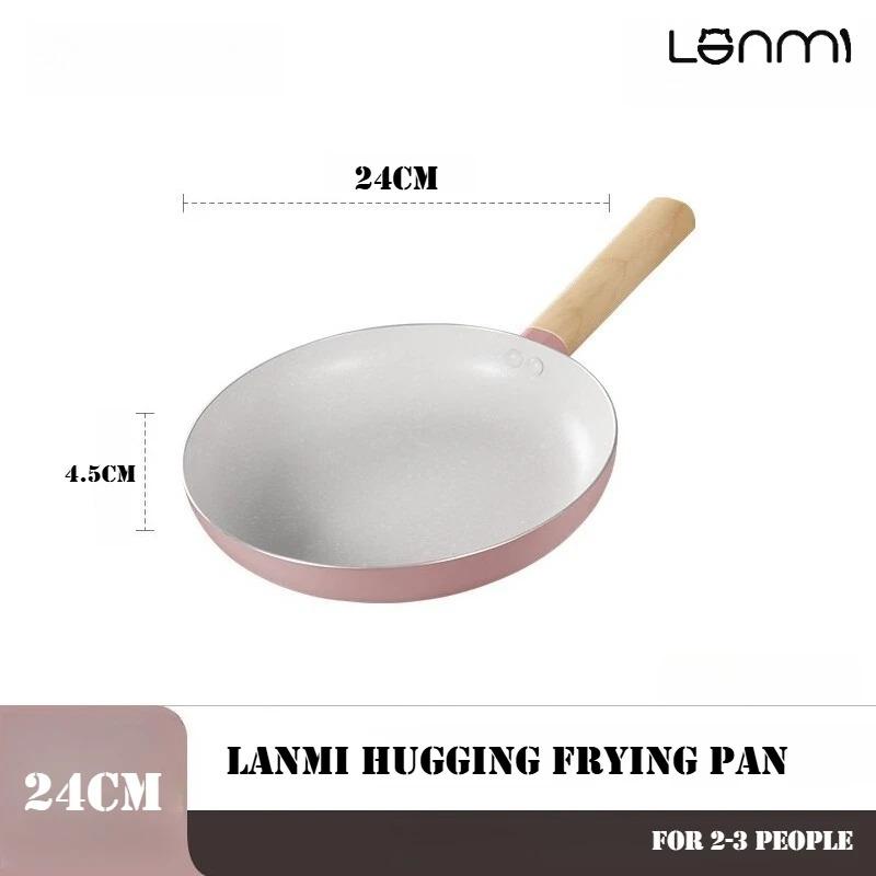 

LANMI Non-Stick Frying Pans Anti-overflow Skillet Low-smoke Breakfast Egg Steak Flat-bottomed Pot Home Gas Stove General Pot