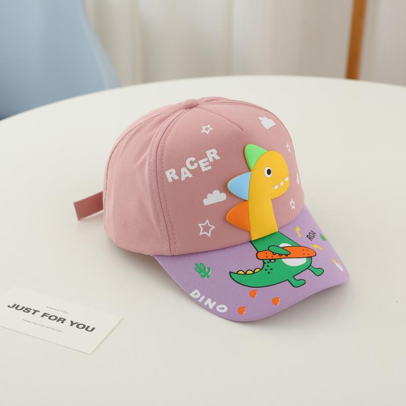 Berretto da baseball estivo per bambini con ricamo di dinosauro dei cartoni animati, regolabile per neonati e bambini, cappelli da sole per esterni