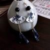 Elegant Vintage Chinese Fan-Shaped Tassel Earrings - Chic Dangle Design For Women Perfect For Weddings Valentine'S Day & Christmas Jewelry