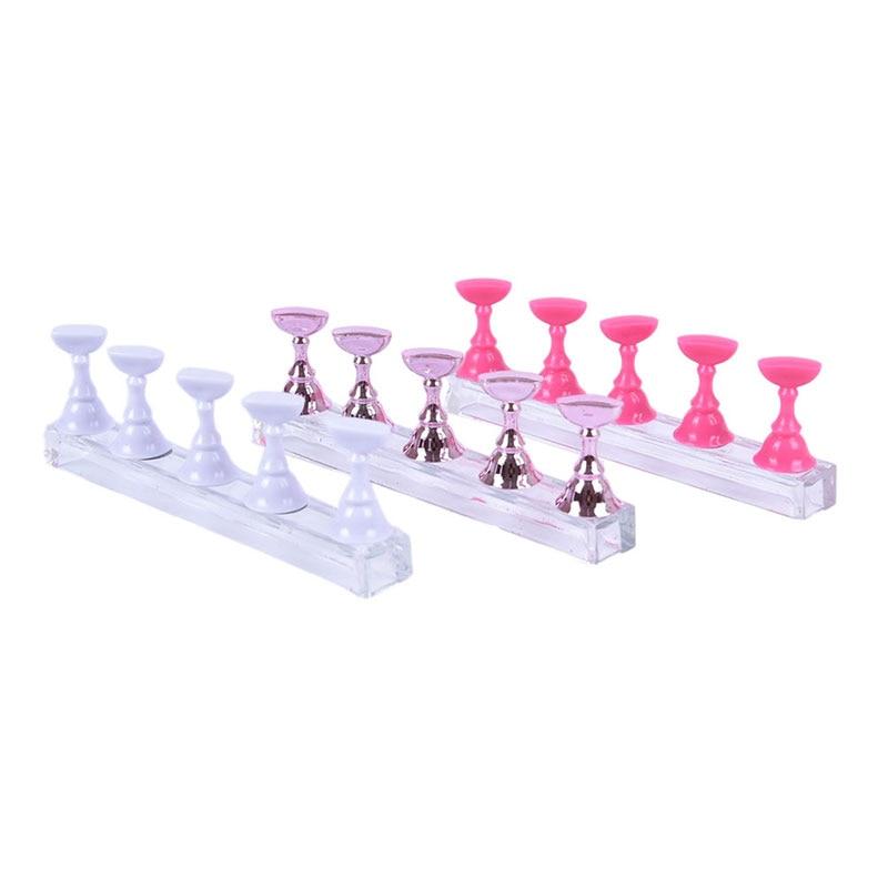 1Set False Nail Tips Practice Trainning Display Stand Holder Base Alloy Crystal Nail Art Polish Display Manicure Tools