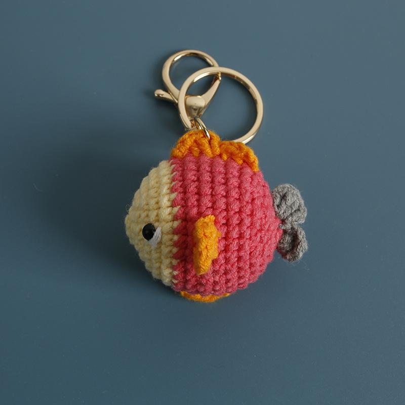 Funny Crocodile Design Crochet Keychain Handmaking Knitted Cartoon Crocodile Doll Keyrings Knitted Squid Cute Keyrings Wholesale