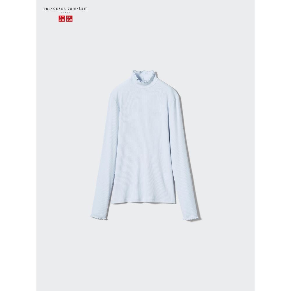 Uniqlo ExTra Warm HeaTTech Cashmere Blend Ribbed Mock Neck T shirT