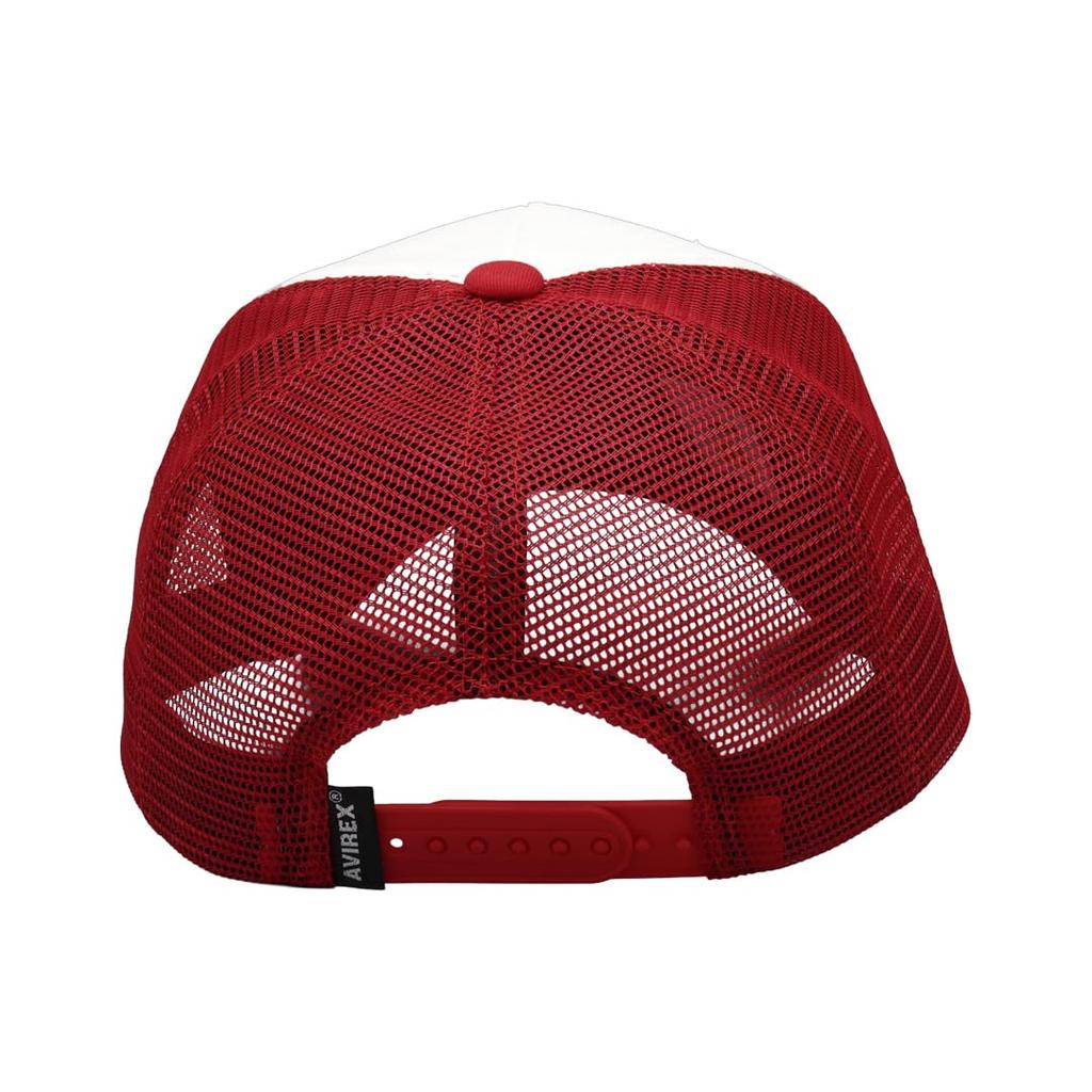 AVIREX Men's Mesh Cap Brand Logo Hat American Casual Military AVIREX Foam Front Trucker Stylish Red