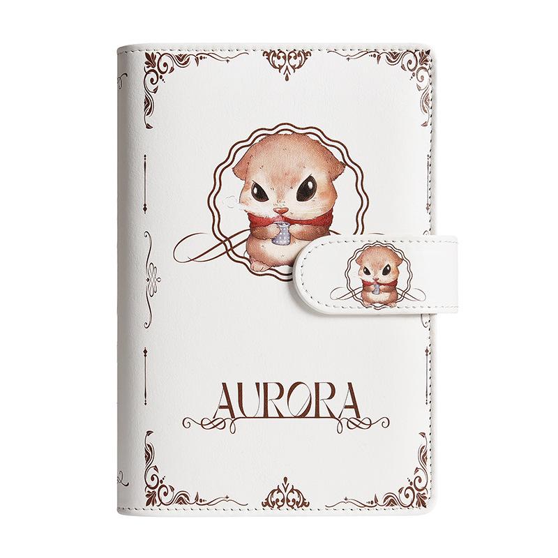 A6 White Cute Animal  PU Leather DIY Binder Notebook Cover Diary Agenda Planner Paper Cover School Stationery
