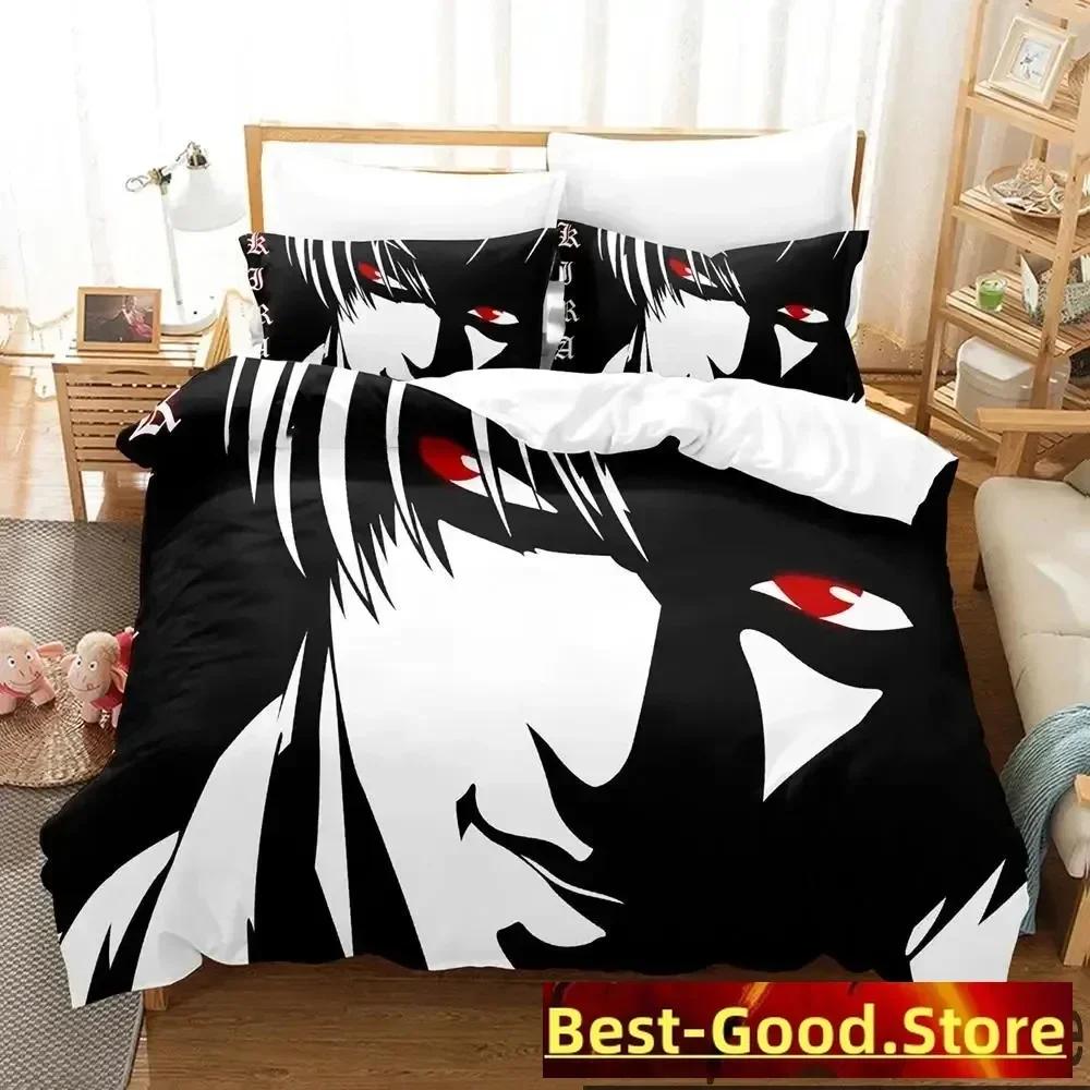 3D Death Anime Note Beding Set Printed Bed Linen Set With Pilowcase Soft Duvet Cover Soft Single Double Quen Super King-Sized Dimensionsd Dimensions