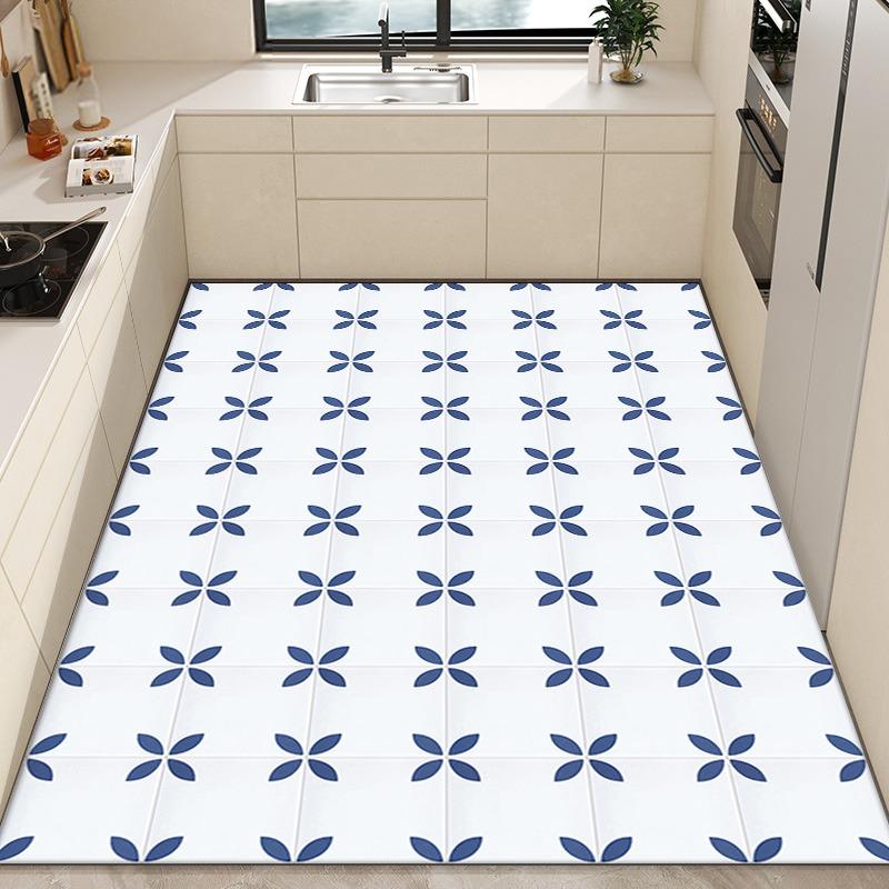 Kitchen Carpet Anti-slip Oil-proof Waterproof PVC Floor Mat Large Area Rug for Home Decoration Alfombra De Cocina