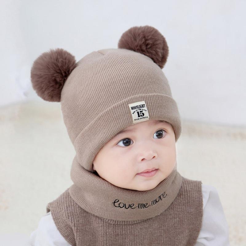 Baby hat autumn and winter infant ear protection knitted hat newborn boy and girl wool hat baby hat winter dome