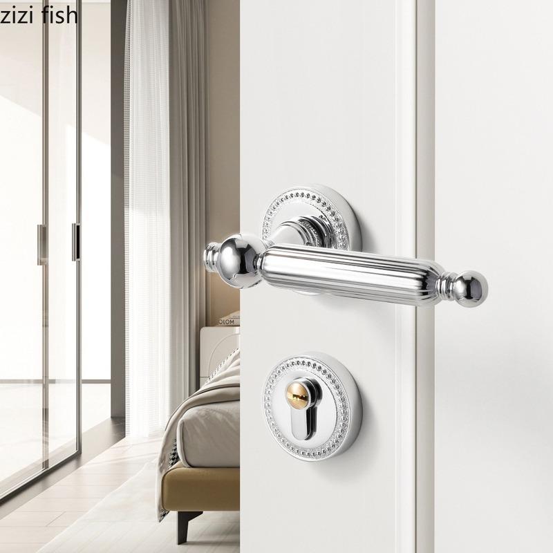 Golden Bedroom Door Lock Indoor Split Lock Zinc Alloy Door Handle Silent Locks Wood Door Safety Locks Doors Hardware Accessories