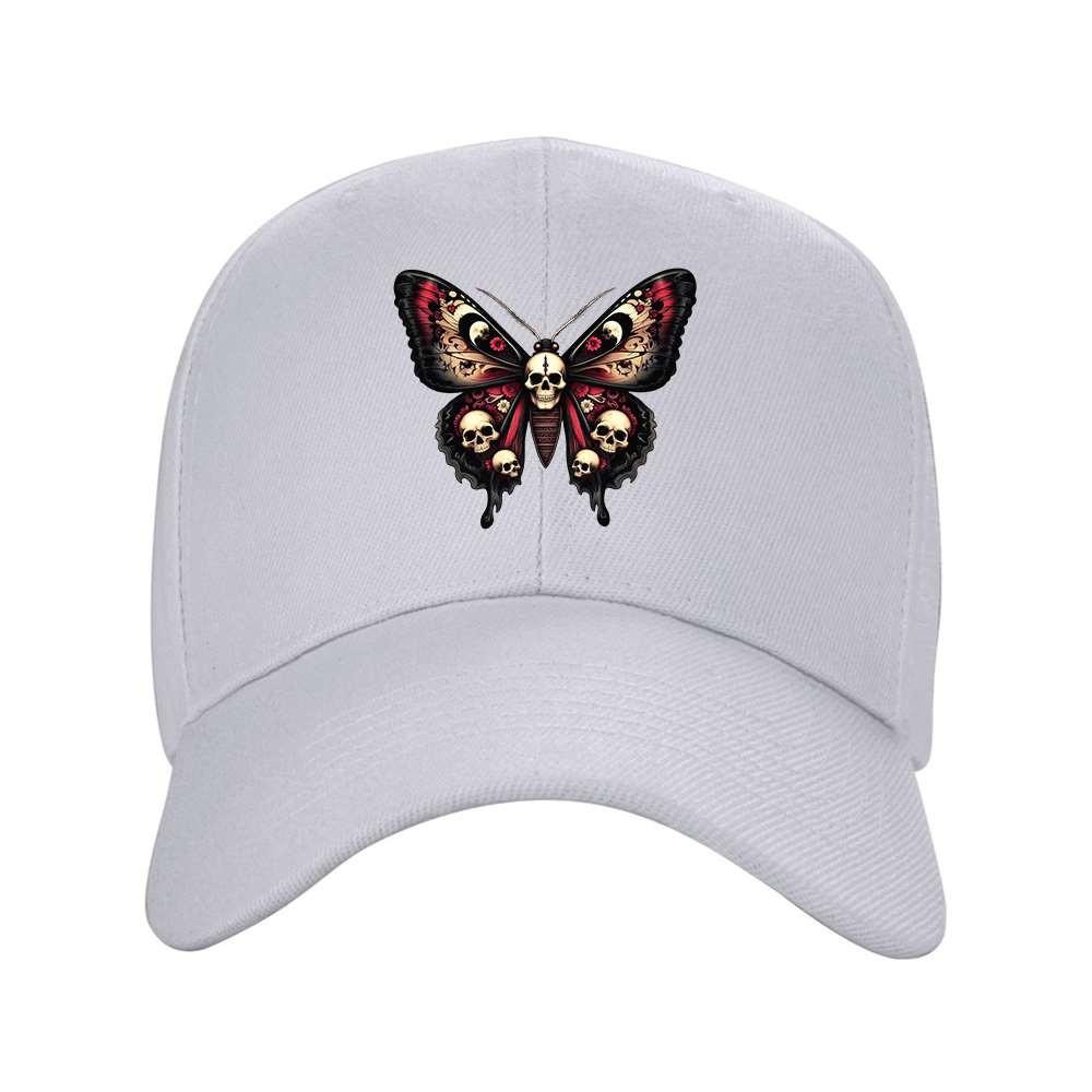 Skull Butterfly Design Baseball Cap Mysterious Dark Print Adjustable Unisex Outdoor Hat