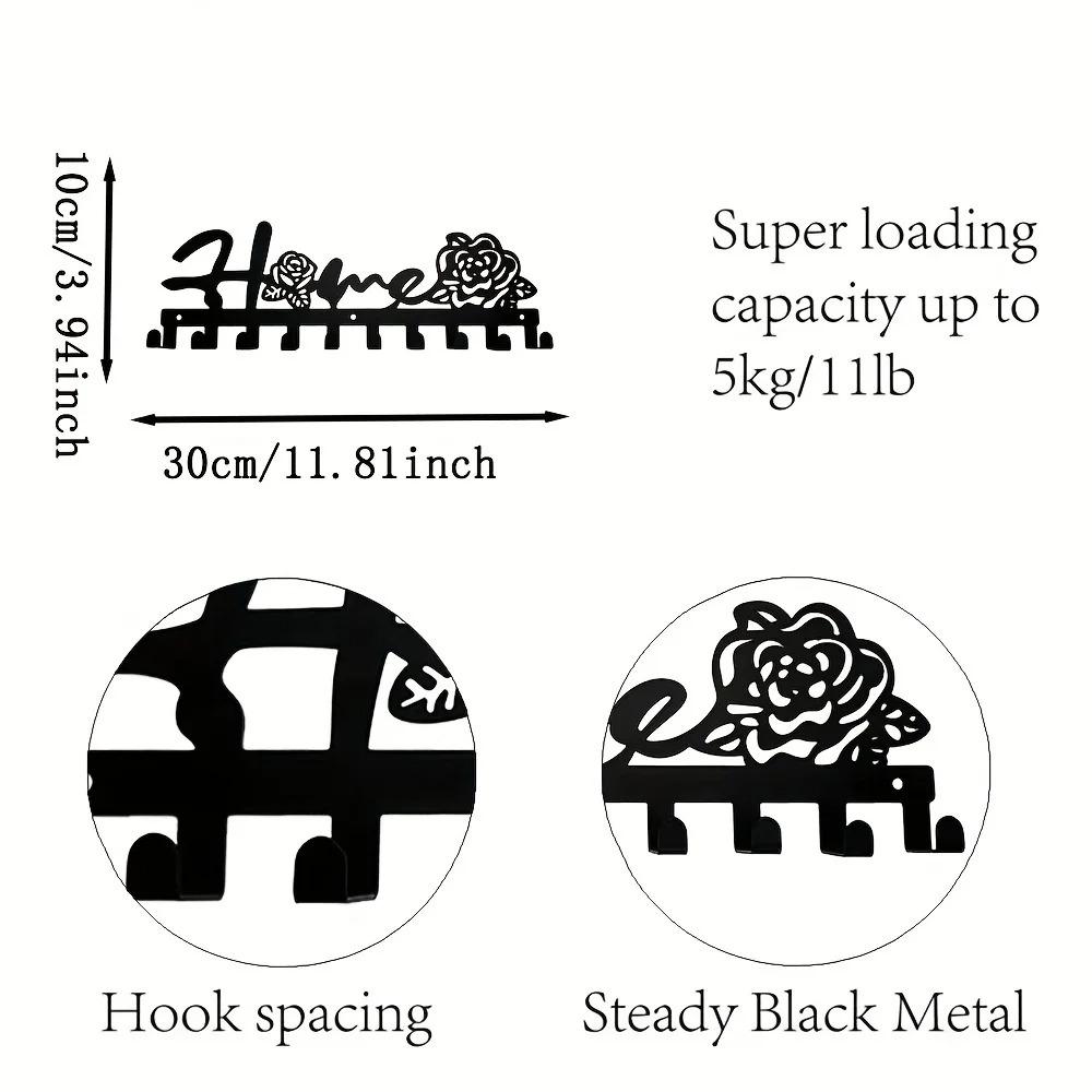 Home & Rose Design Key Rack - Metal Wall Mounted for Keys and Coats, Decorative and Multifunctional Hook Rack