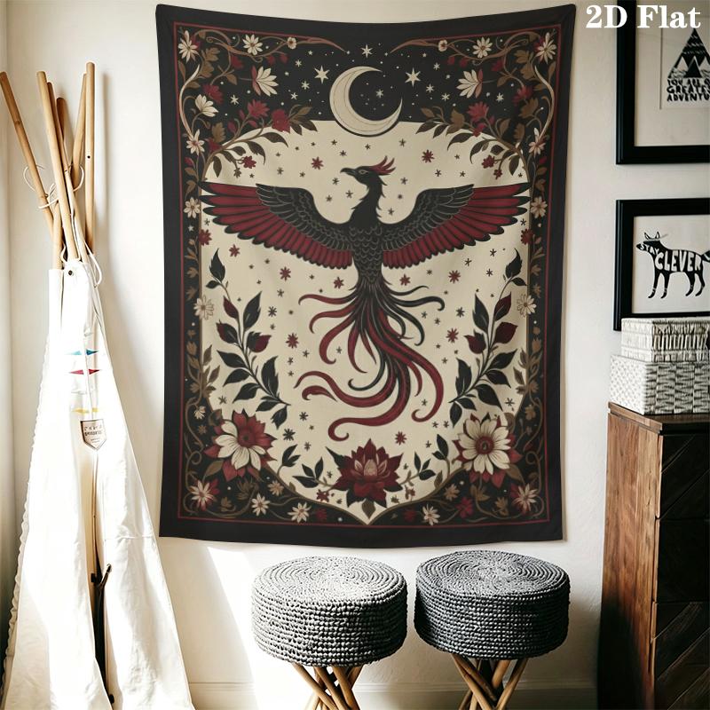 Retro Phoenix Wall Tapestry Aesthetic Wall Hanging Printed Fabric Blanket Decorative Tapestries for Bedroom Living Room Home Decor