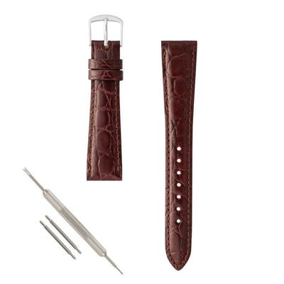 BAMBI Watch Band Crocodile-Embossed Leather 8mm-20mm Brown BKE021CS-S 20mm Silver Buckle