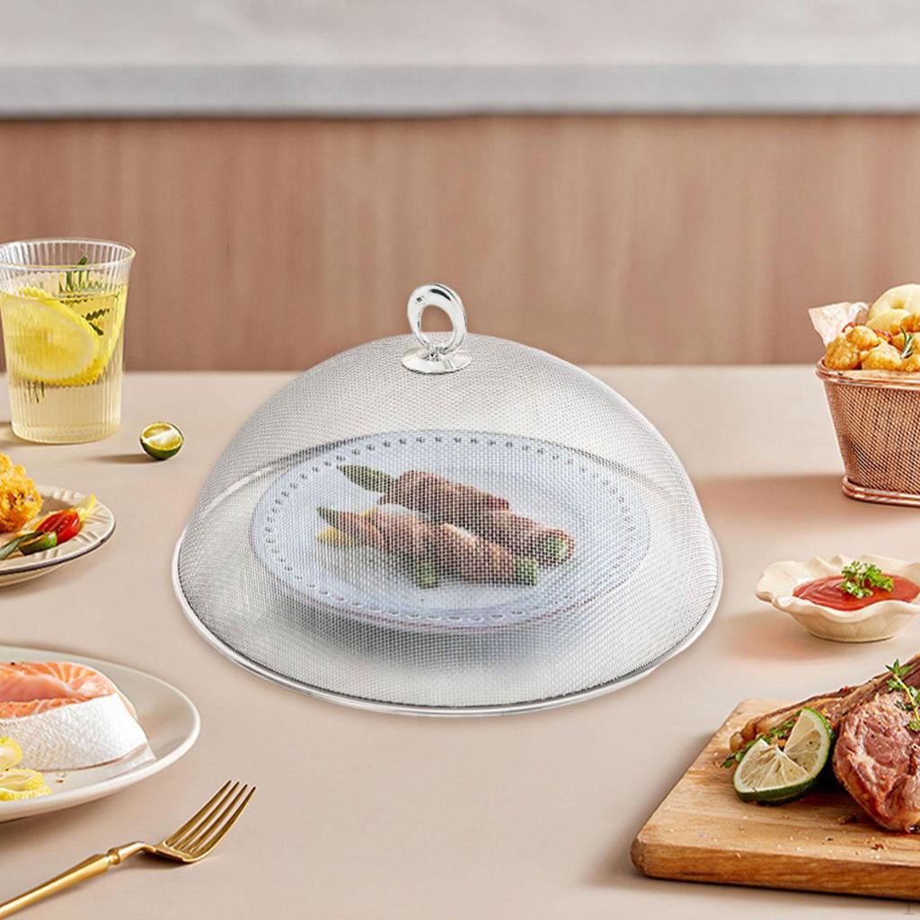 Dome-shaped Food Cover Made of Stainless Steel Mesh with Handle, Lightweight, Shatter, Washable And