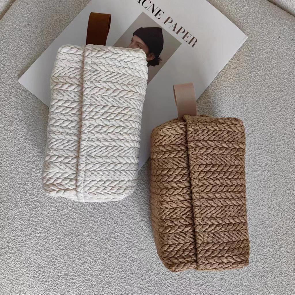 Nordic Wheat Ear Texture Tissue Box - Cloth Art Design for Car Storage