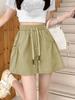Women's 2025 Summer Pink Casual High-Waist A-Line Loose Wide-Leg Shorts