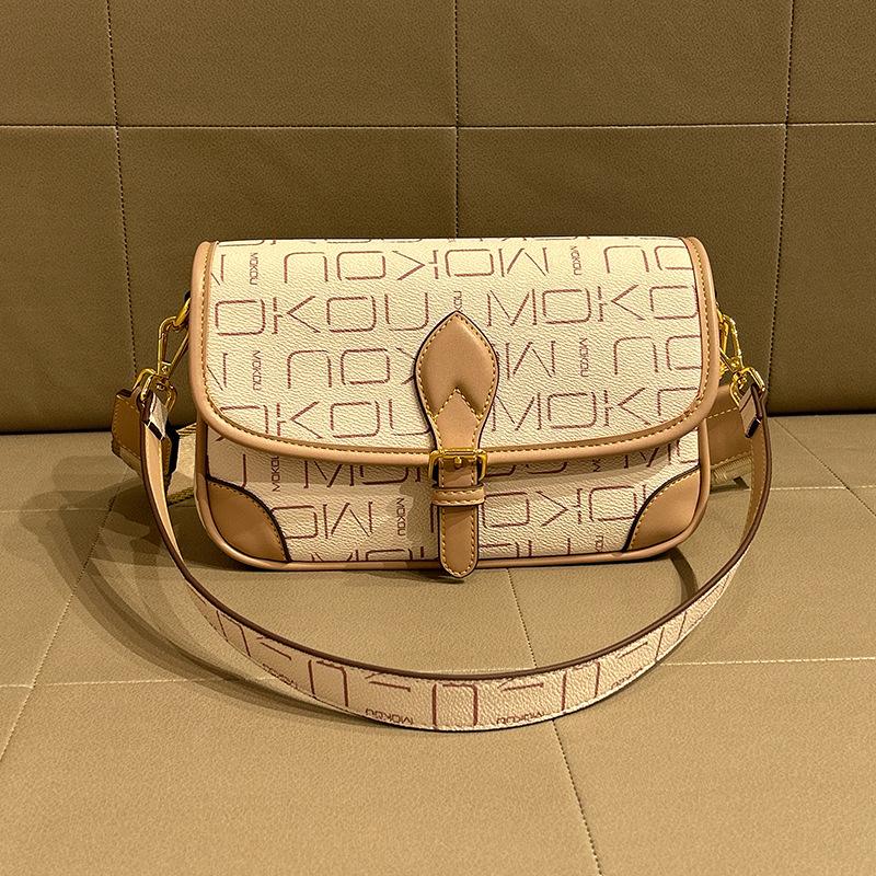 

Винтажная текстурная наплечная сумка, нишевая сумка-багет со старым цветочным принтом и надписью, темпераментная сумка-мессенджер под мышкой для женщин хаки