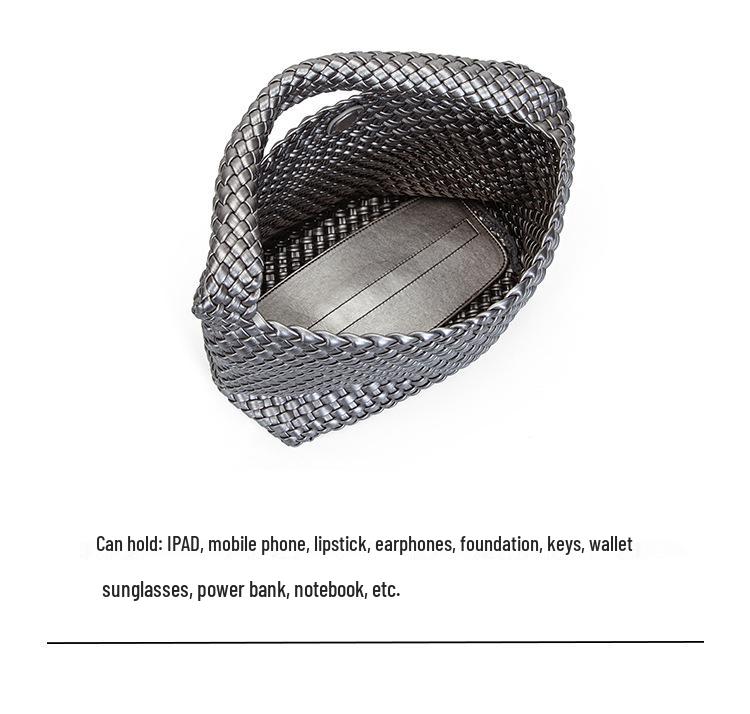 Handgefertigte geflochtene PU-Leder-Schultertasche mit großem Fassungsvermögen für Damen