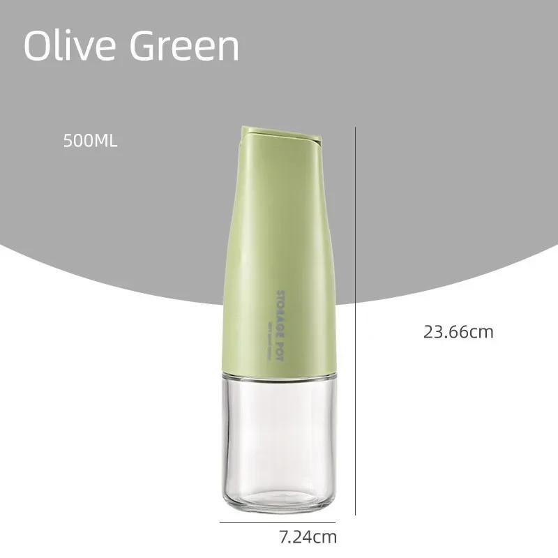 500ml Oil Bottle Tank Automatic Cap and Leakproof Olive Oil Dispenser Camping BBQ Baking Soy Sauce Glass Container Pot Jar