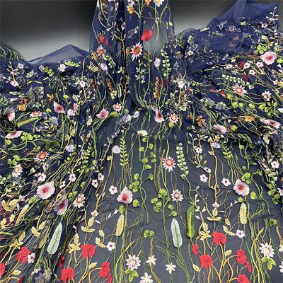 1 Yards High-density Floral Water Plants Embroidery Tulle Fabric Lace Flower Mesh Fabric Diy Bridal Wedding Dress Cloth Textile