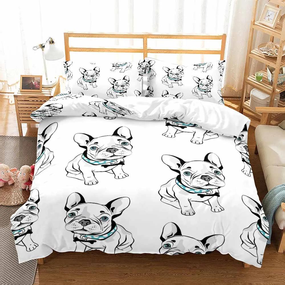 Dog Bedding Set For Child 3d Duvet Cover Sets Home Textile Full Size Ropa De Cama Bedroom Set Beddings 140x210 Bedclothes Pug