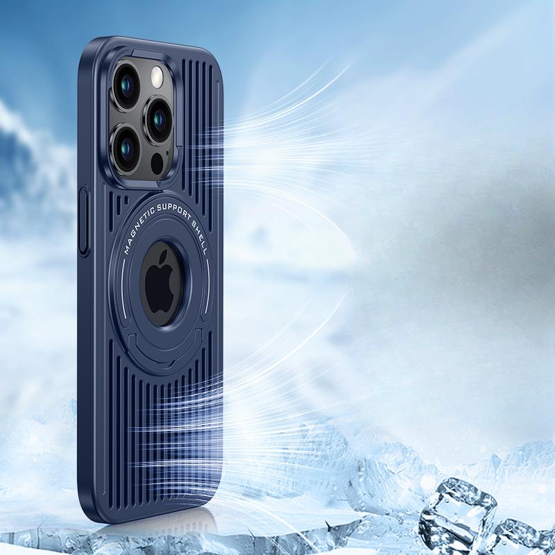 Applicable To Apple 16 Cooling Phone Case, Magnetic Attraction 15proMax Pull Rod Stand, IPhone14 Anti-drop Protective Case 13