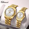CHENXI Luxury Brand Couple Watch Wear Stainless Steel Strap Golden Dial Waterproof Sport Casual Women Men Quartz Watches Reloj