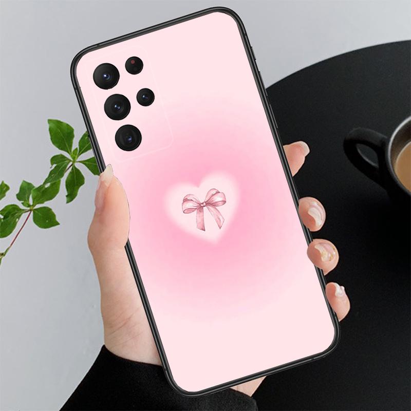 Pink Bow Aesthetic Coequtte Funda Phone Case For Samsung Galaxy S26 S25 S24 S23 S22 Ultra S23 S22 S25 Plus S24 FE S26Edge