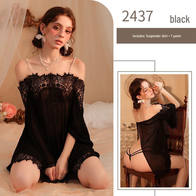 

Muxian Сексуальный кружевной сетчатый комплект ночной сорочки большого размера - Прозрачная сказочная клубная майка-комбинация One size [Wearable weight: within 150 jin]