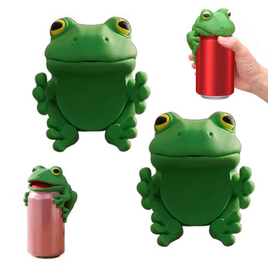 Food Grade Silicone Sleeve Cute Frog Soda Can Cover, 3D Print PLA Beverage Lid Flexible Grip Protector, Dustproof Drink Sleeves for Outdoor Activities