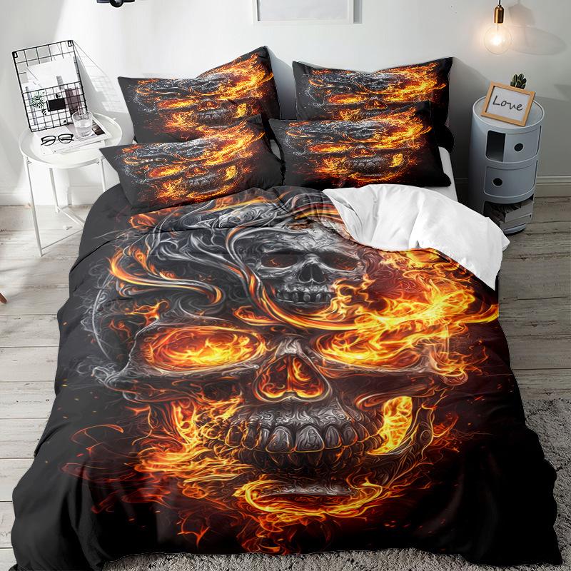 Skull Series 3D Digital Printing Three-Piece Bedding Kit Bed Sheet Quilt Cover
