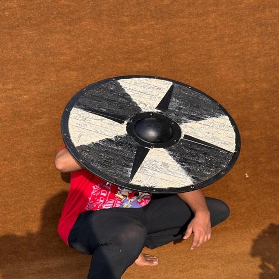 60.96 Cm Viking Bark Shield Authentic Handcrafted Battleworn Design, Perfect for Collectors Reenactments