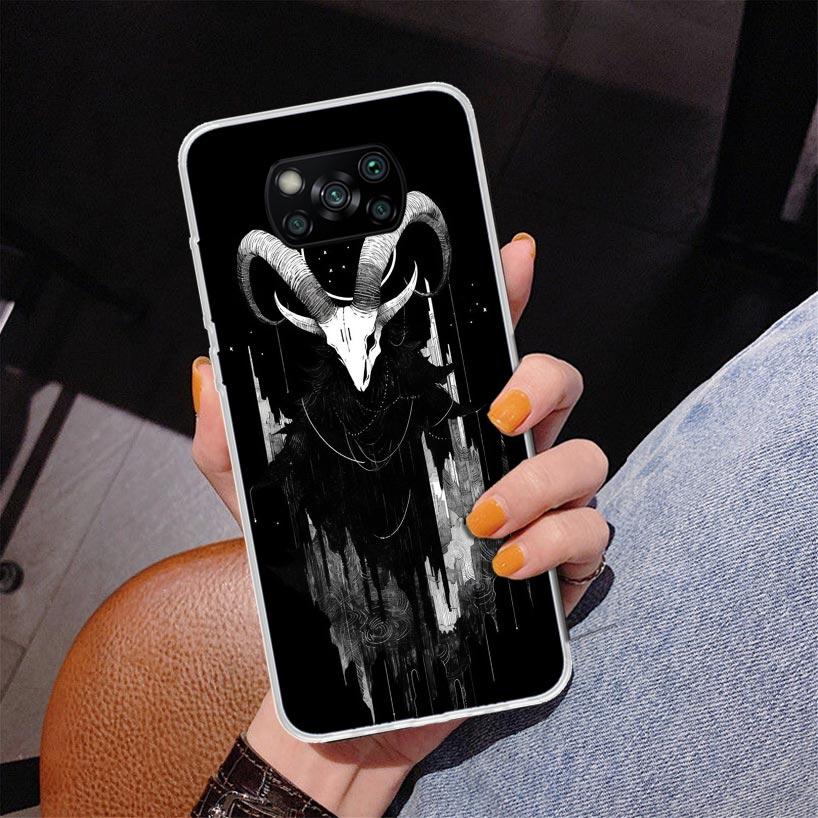 Satanic Goat Satan Devil Phone Case For Xiaomi Poco X7 X6 X5 Pro F7 Ultra Redmi 15C 15 13C 13 12C 12 10 10A 10C 9 9A 9C 9T Cover
