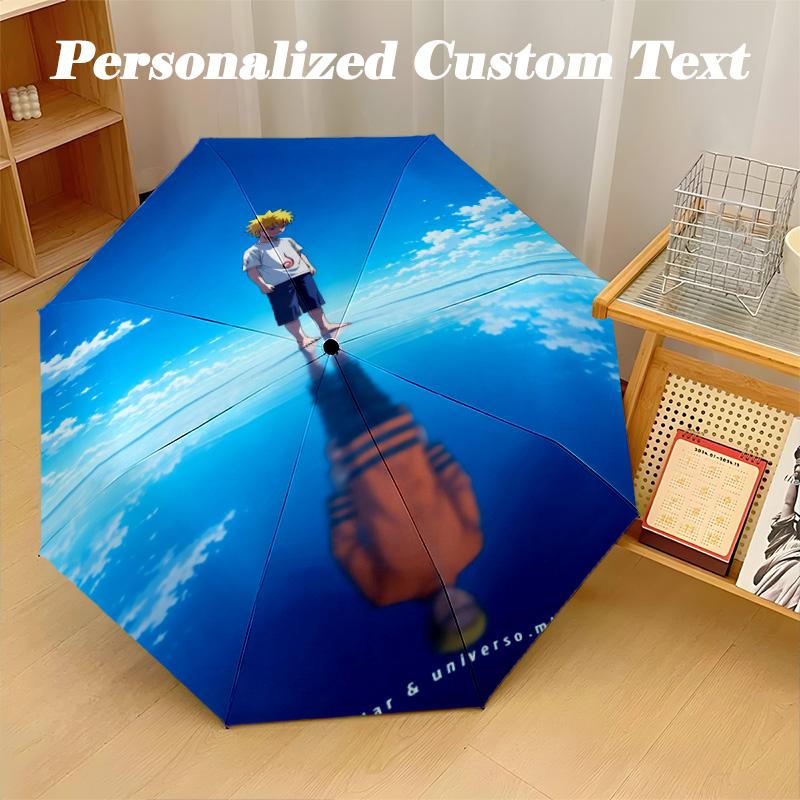 Portable Auto Folding Umbrella,Naruto 8 Rib Waterproof Umbrella For Camping Commute
