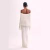 European & American Beach Cross-border One-shoulder Knitted Hollow-out Sexy Long Dress Cover-up