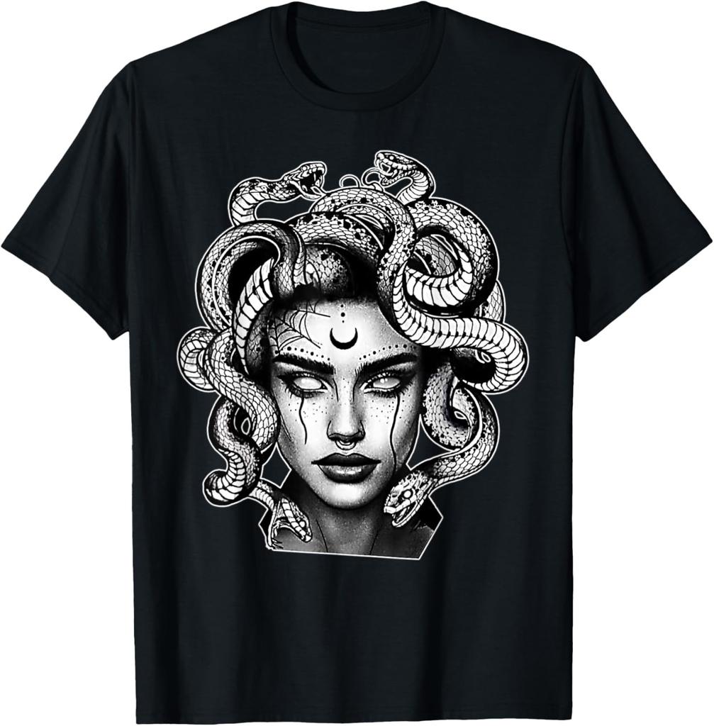 Tattooed Medusa Greek Mythology Blackwork T-Shirt