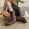 Martin boots women's trendy new retro tooling boots short boots niche western design polished round head denim autumn and winter