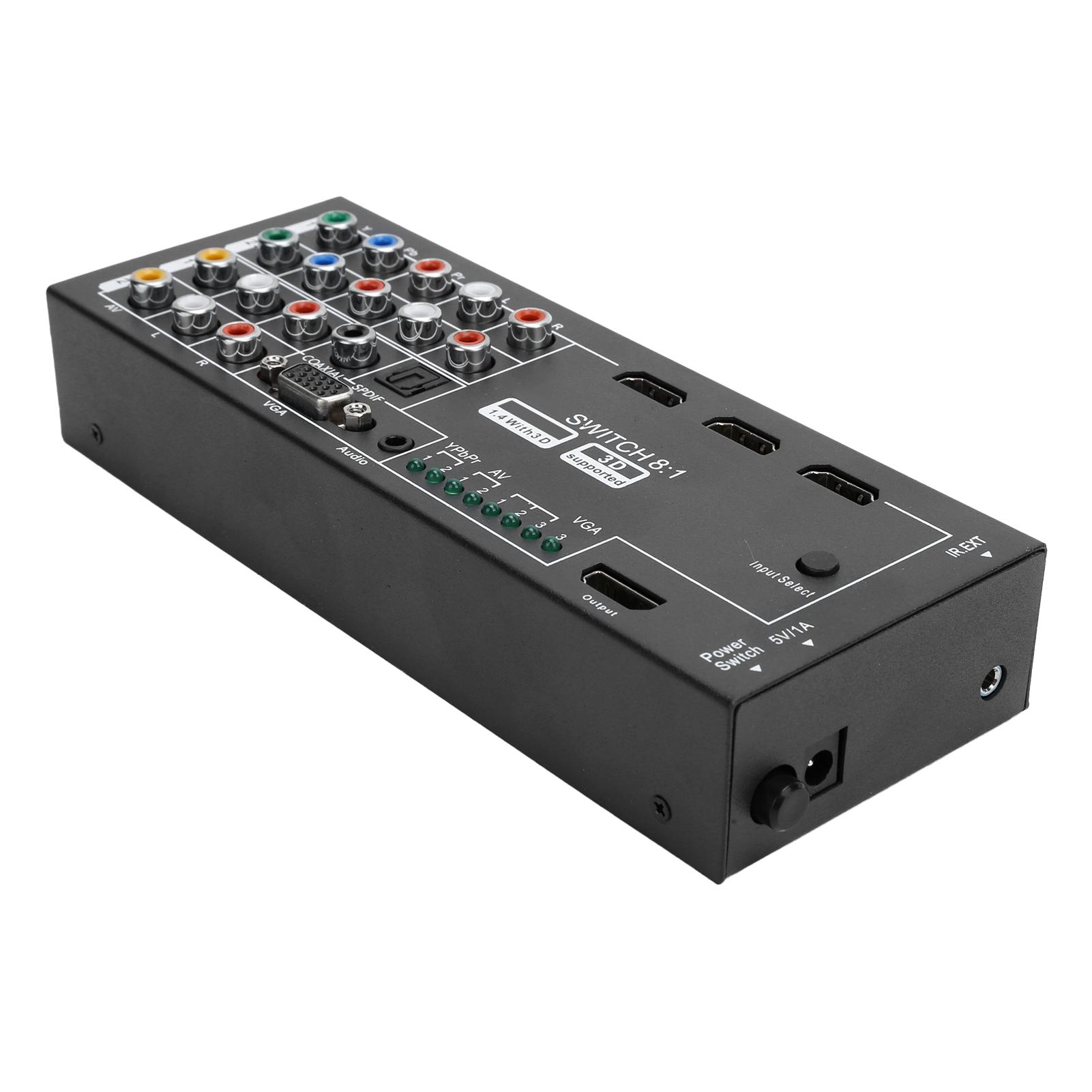 

M001 MultiFunctional HDMI o Extractor Switcher with 8 Inputs to 1 HDMI Output UK Plug