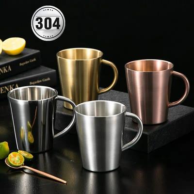 Vysoce kvalitní 304 nerezová ocel Dvouvrstvý šálek na kávu Tepelná izolace Proti opaření Šálek čaje Hrnek na pivo