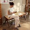 Northern Rattan Woven Bench: Minimalist Solid Wood Long Bench for Dining, Bedroom, or Entryway