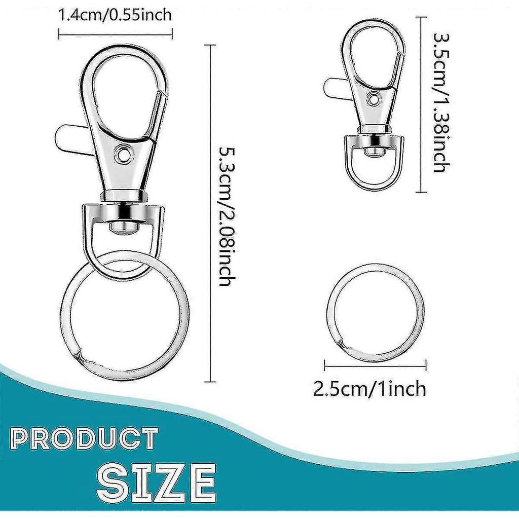 100 Pcs Keychain Hooks With Key Rings, Keychain Clip Hooks With Rings For Lanyard Jewelry