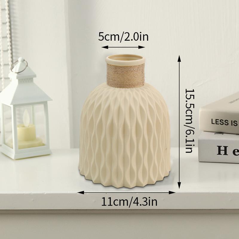 Imitation Ceramic Flower Vase Nordic Solid Color Plastic Dried Plants Vase Flower Arrangement Container Home Living Room Decor