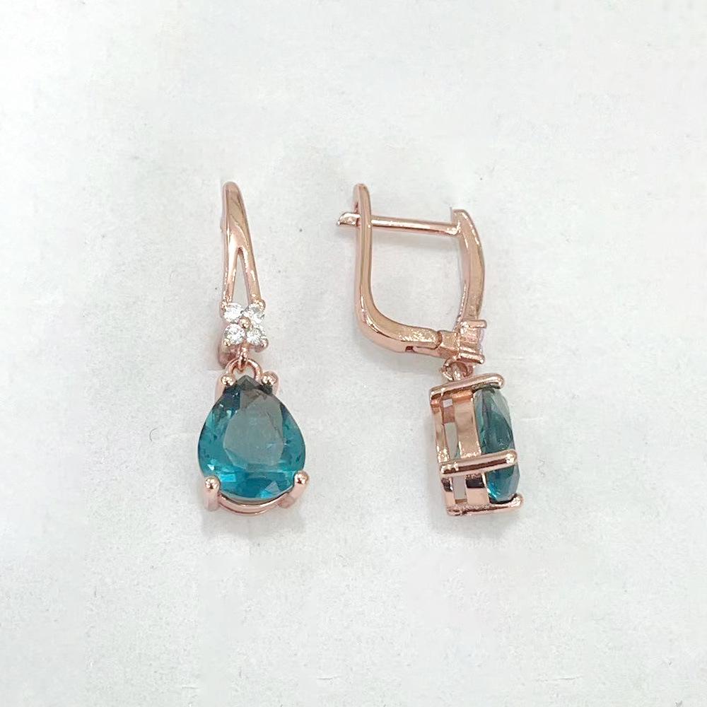 Rose Gold Zircon-Inlaid Ring & Earring Set for Women - Light Luxury Fashion Jewelry