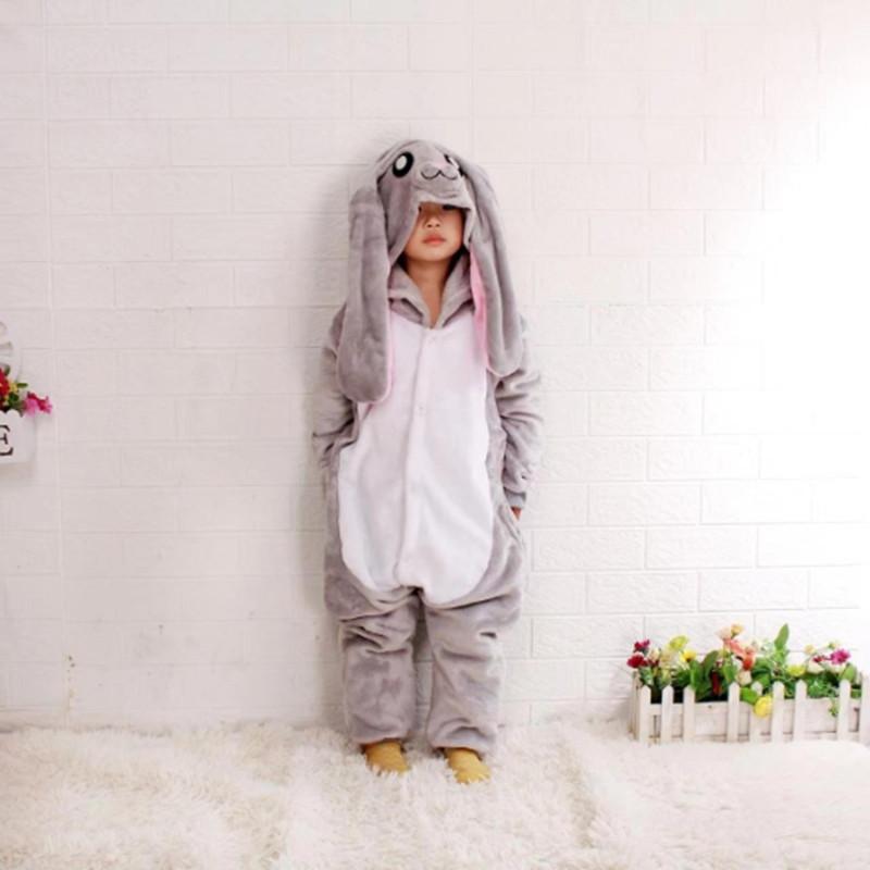 Autumn And Winter Parent-Child Clothing Men And Women Children Cartoon Animal One-Piece Pajamas Rose Red Rabbit Flannel Loungewear Performance Clothes