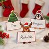 Santa Claus Name Tags Christmas Party Place Card Holders, Cartoon Reindeer Tag Stands Paper Food Labels for Buffet Table Seating, Festive DIY Write-On