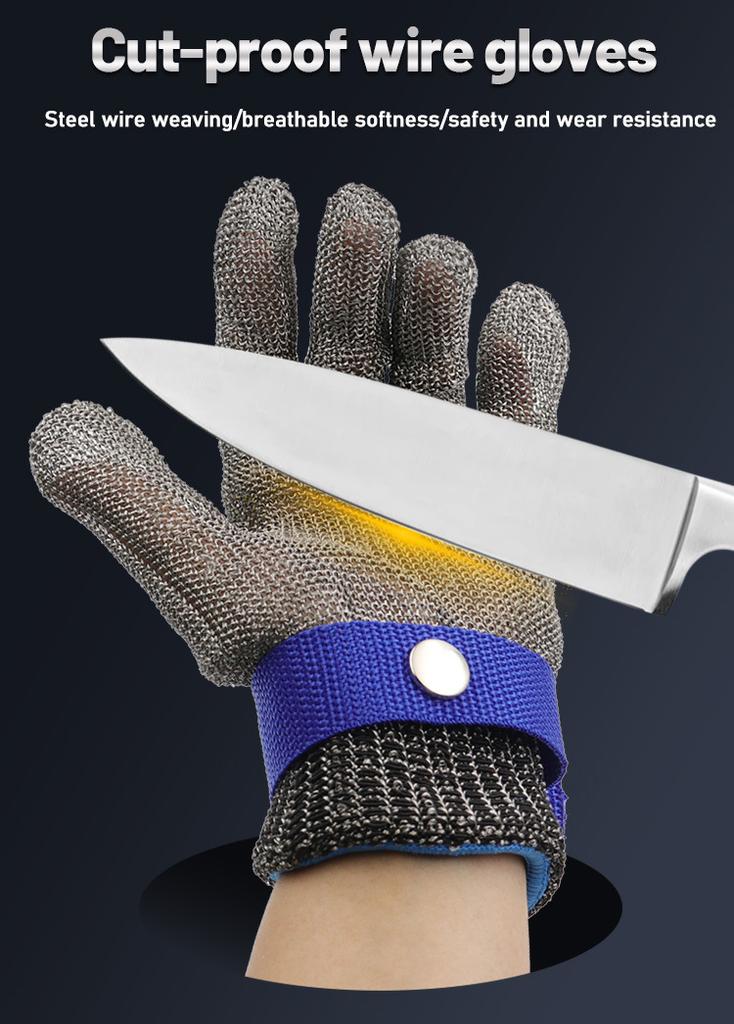 Schnittschutzhandschuhe in 6 Größen, schnittfest, stichfest, Edelstahldraht, Metallgeflecht, Metzgerschutz, Fleischschutz, schnittfester Handschuh