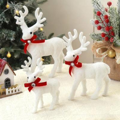 Weihnachtsschmuck Schleife Deko Rentier Feiertag Weiß Figur Tischdeko Weihnachtsdekoration