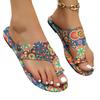 Large size women's slippers  summer new flat bottom printing set toe bohemian ethnic cool slippers women