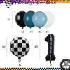 9pcs Race Car Balloons Set Checkered Balloon Blue Black Latex Balloon Boy One Happy 1st 2nd Vintage Two Fast Theme Party Decor